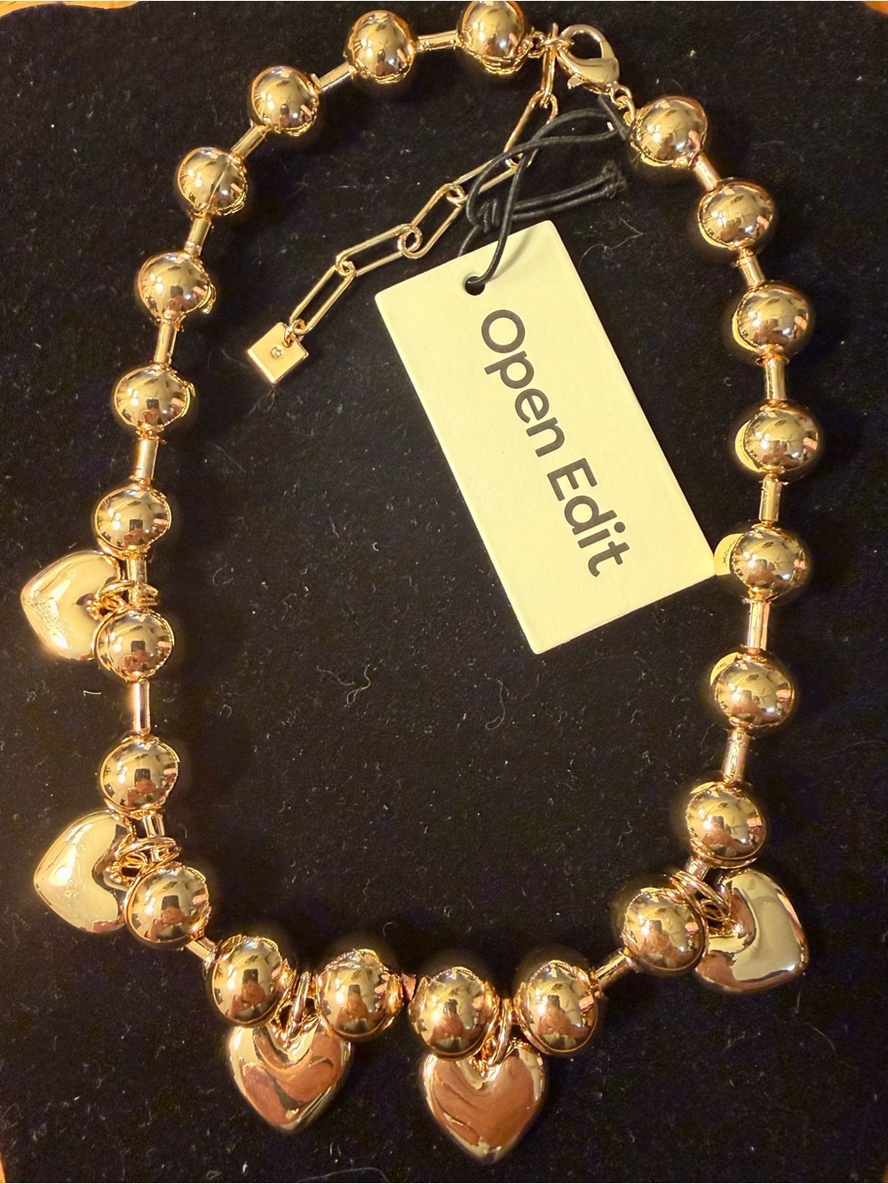 Nordstrom Gold-Tone Heart Bead Necklace